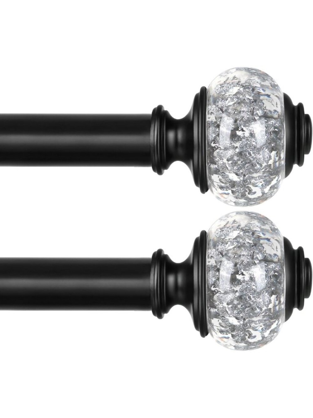 Adjustable Black Curtain Rods 32-58 Inch, 2 Pack Drapery Rods for Windows